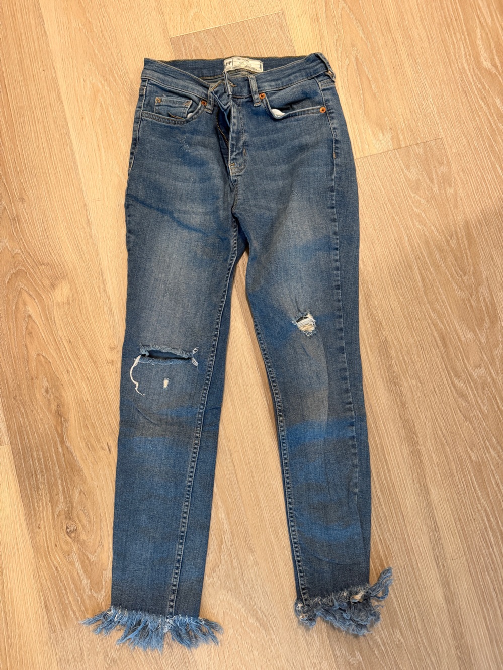 Free People We The Free Fray Hem Skinny Jeans Fray Hem Skinny Jeans in Blue